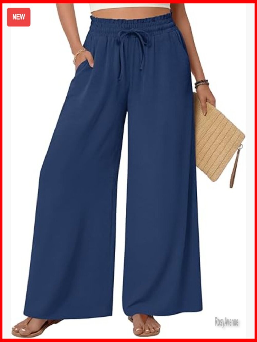 Wide Leg Palazzo Pants High Waist Drawstring Flowy Casual Plus Size